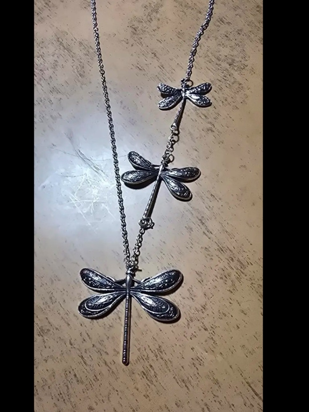 Dragonfly Pendant Necklace in Antique Silver - Women Jewelry